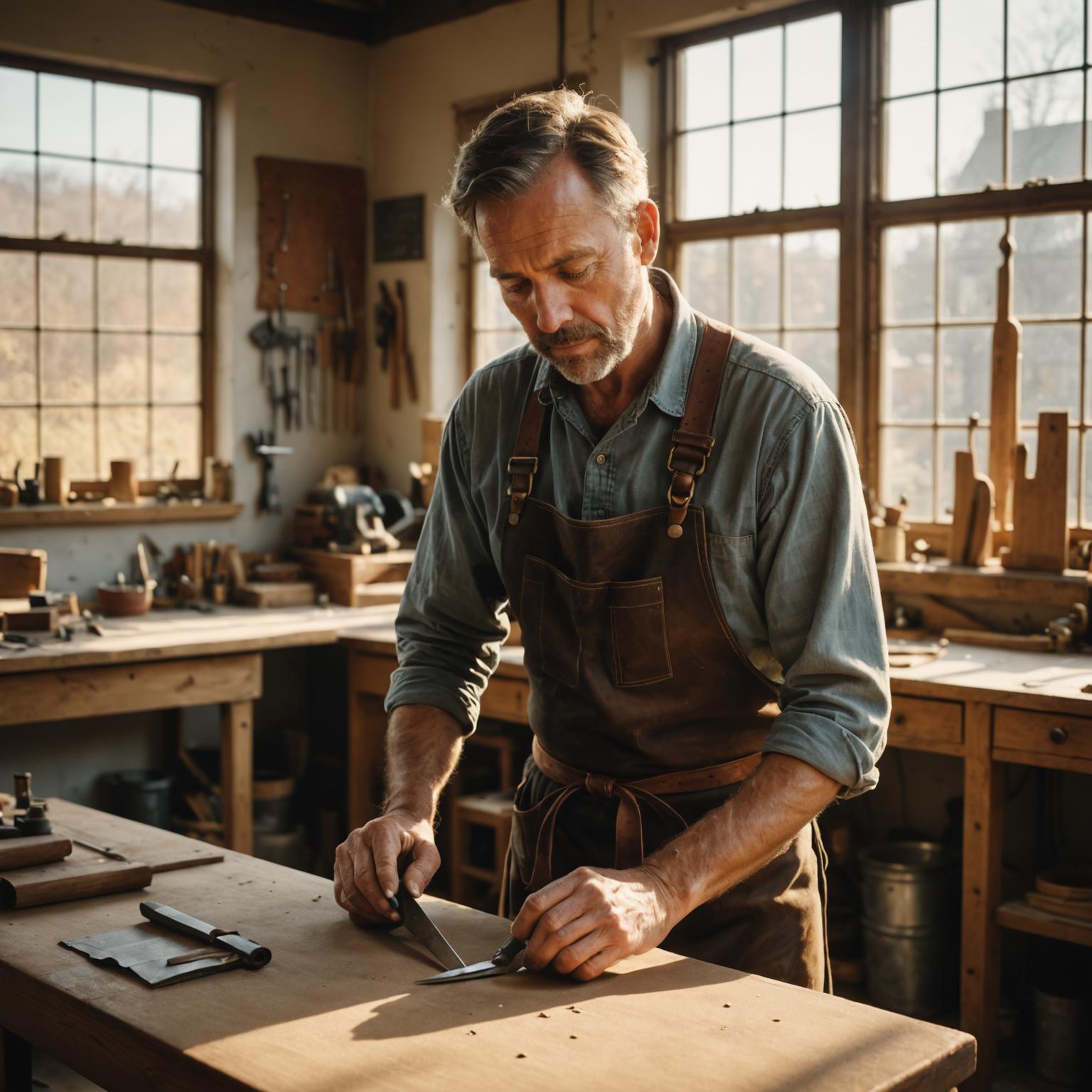 Verdano craftsman hand-stitching velvet upholstery in the London atelier